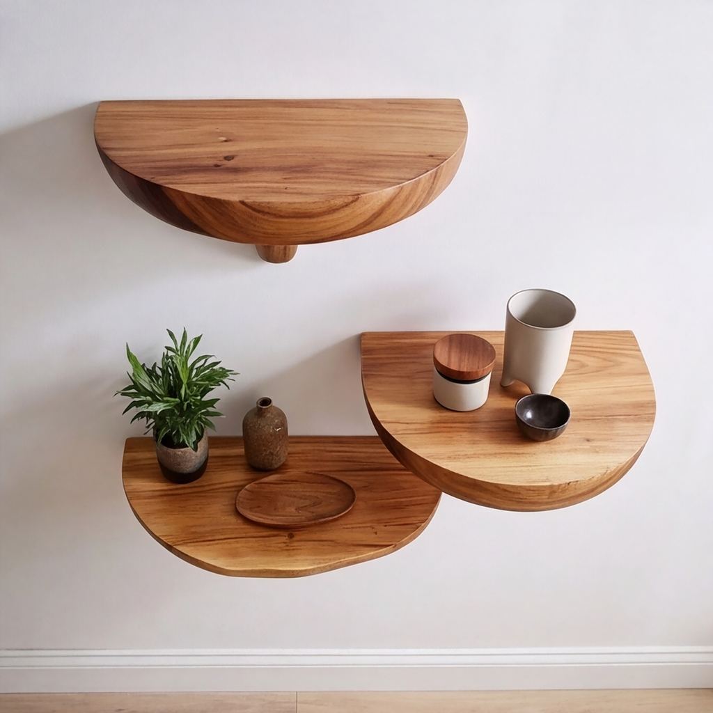 Norvyn Mushroom Solid Wood Floating Shelf SPA187695