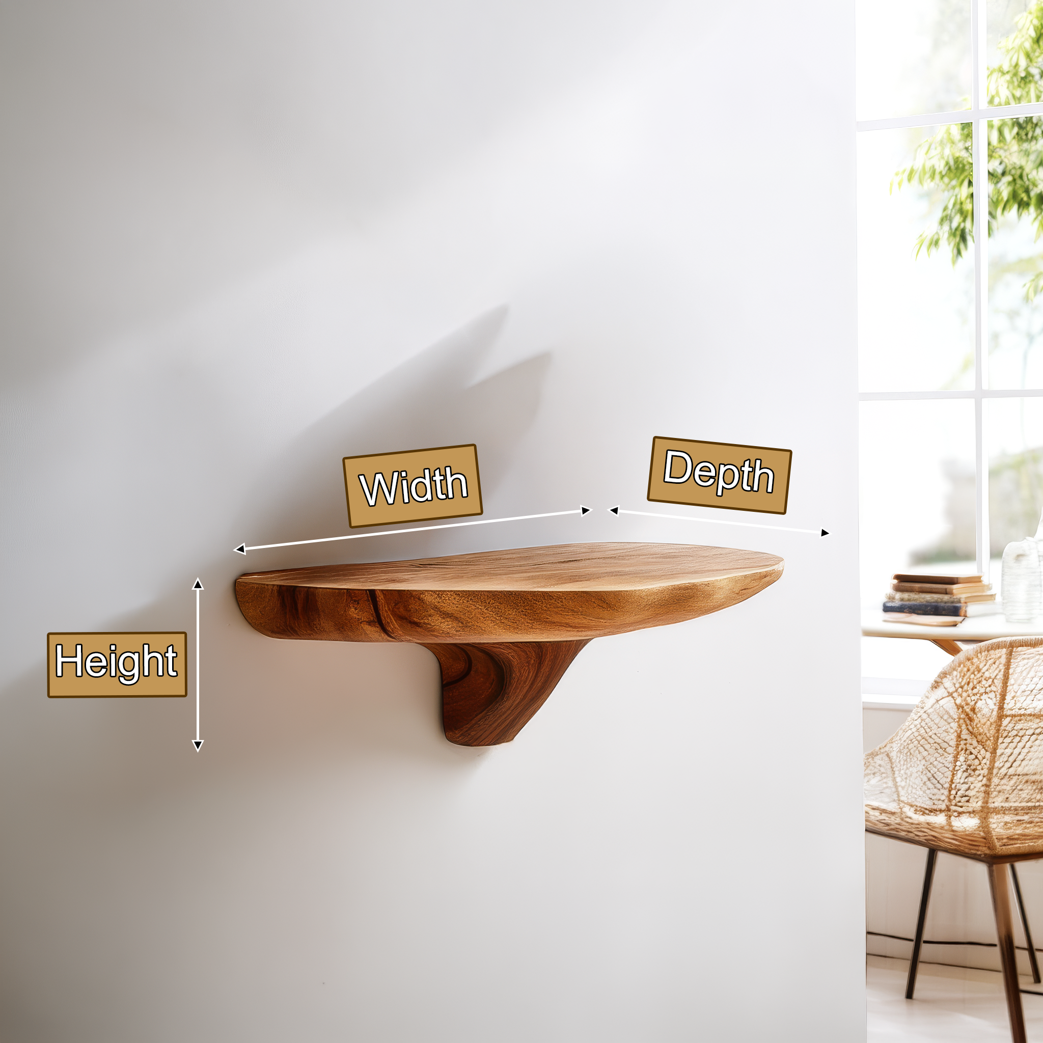 Norvyn Mushroom Solid Wood Floating Shelf SPA187695