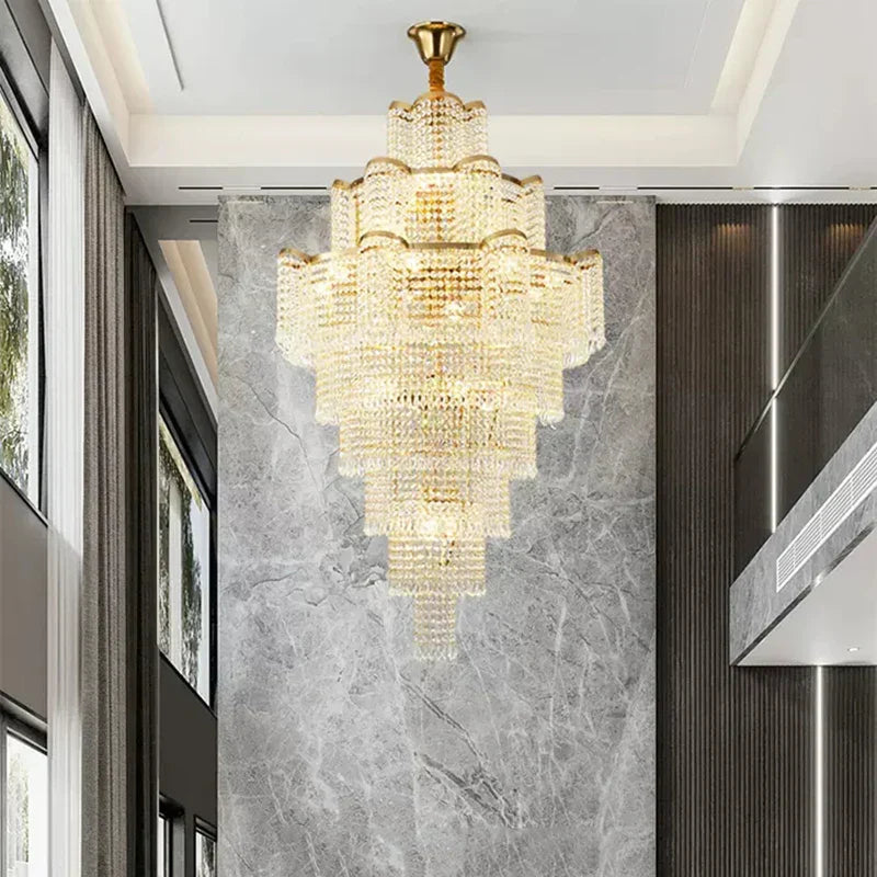 Modern Luxury Long Chandelier - Opulent Illumination for Staircases, Villa Lobbies, High Ceilings, and Grand Spaces