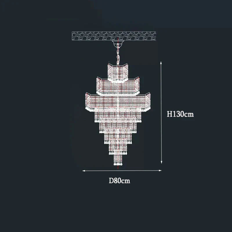 Modern Luxury Long Chandelier - Opulent Illumination for Staircases, Villa Lobbies, High Ceilings, and Grand Spaces