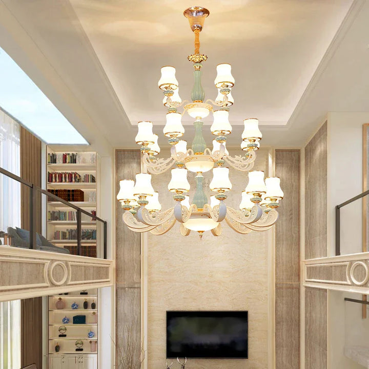 Elegant European-Style Duplex Building Chandelier - Ideal for Villa Living Rooms, Grand Halls, and Stairwells