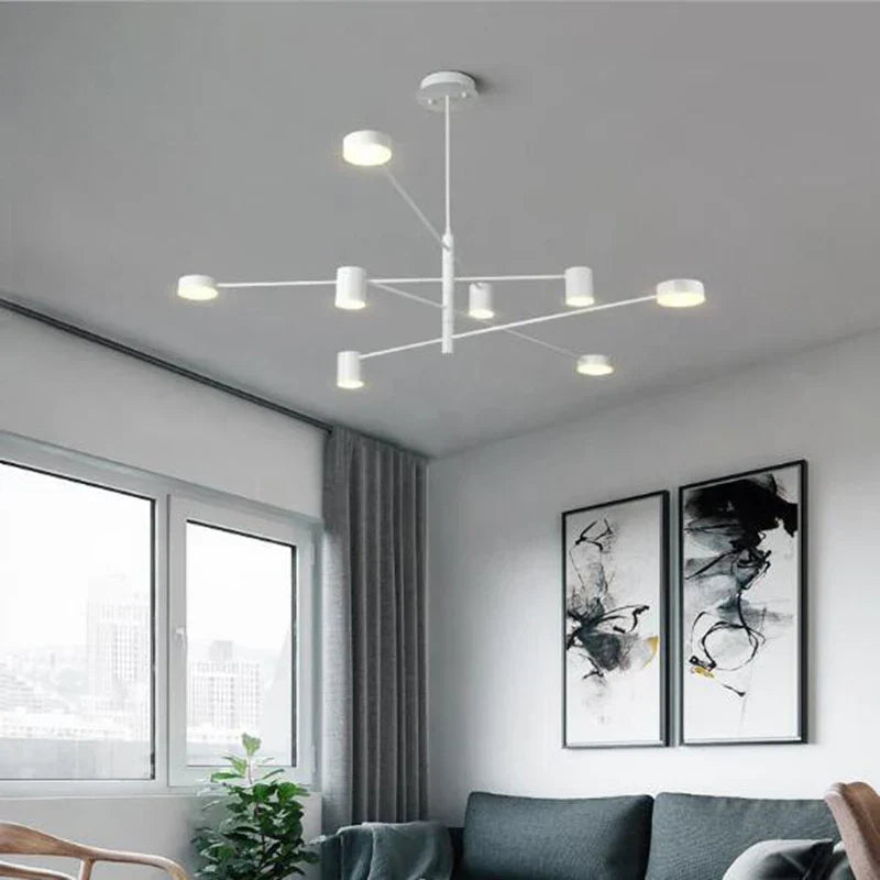 Swivel LED Chandelier – Sleek Black Pendant Light for Home