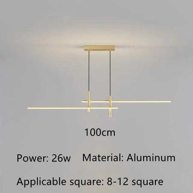 Black & Gold LED Chandelier – Minimalist Kitchen & Dining Lighting