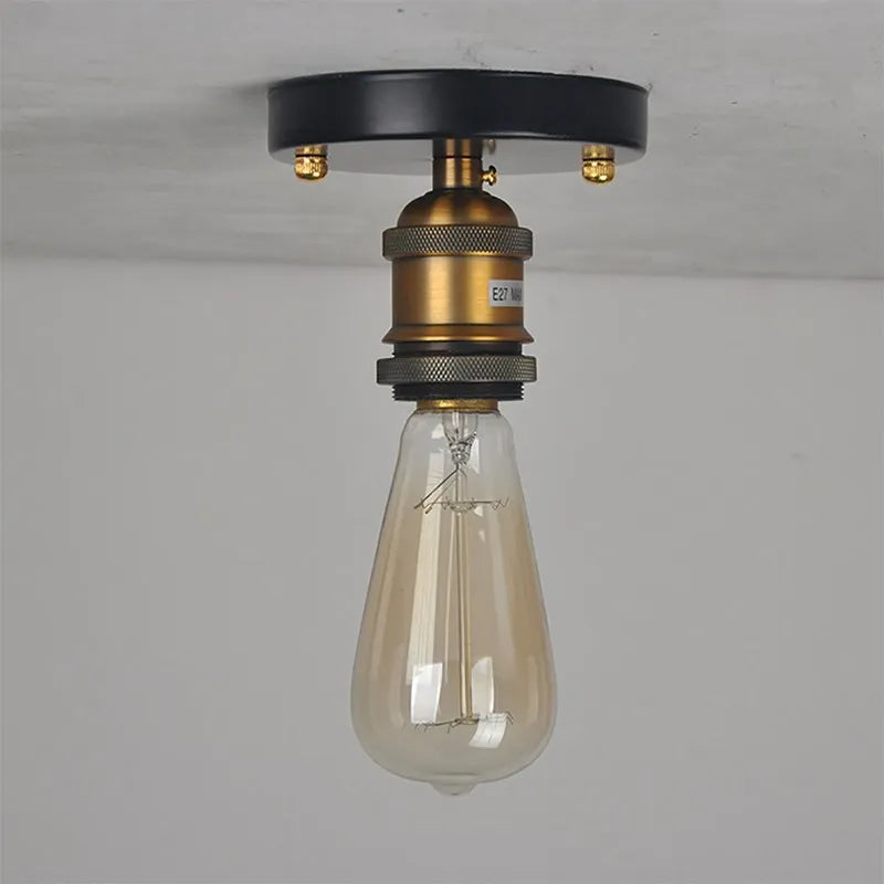 Vintage Industrial Glass and Copper LED Ceiling Light - Stylish Illumination for Aisle, Corridor, Balcony, and Small Bedroom