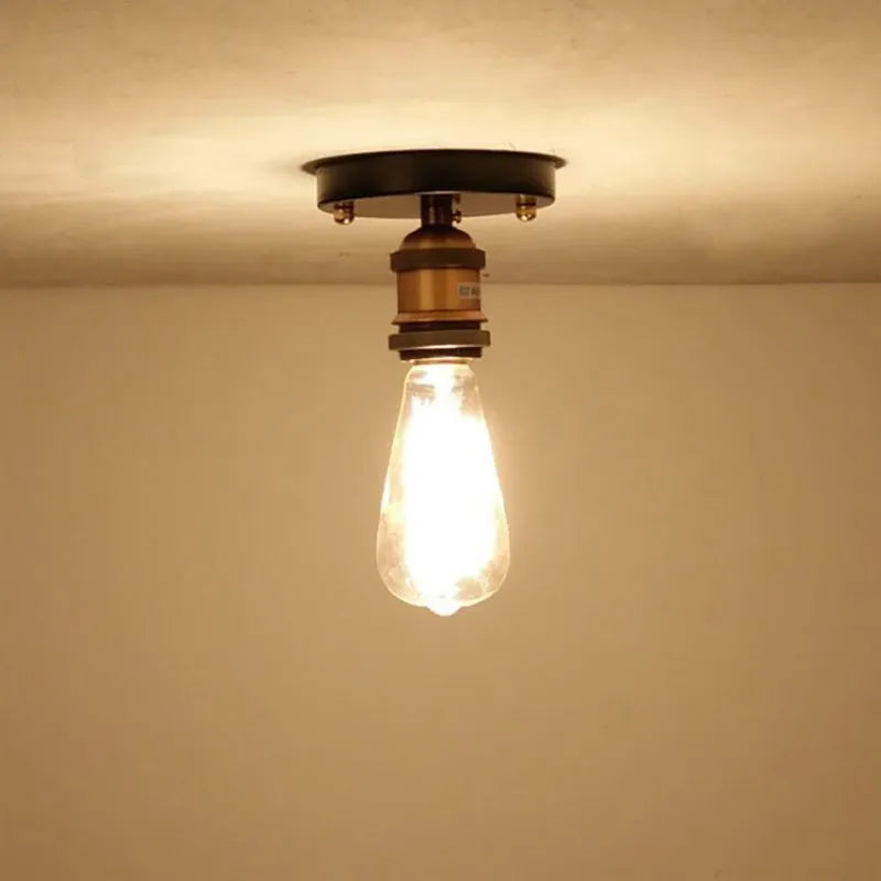 Vintage Industrial Glass and Copper LED Ceiling Light - Stylish Illumination for Aisle, Corridor, Balcony, and Small Bedroom