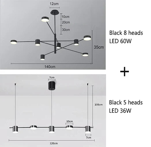 Swivel LED Chandelier – Sleek Black Pendant Light for Home