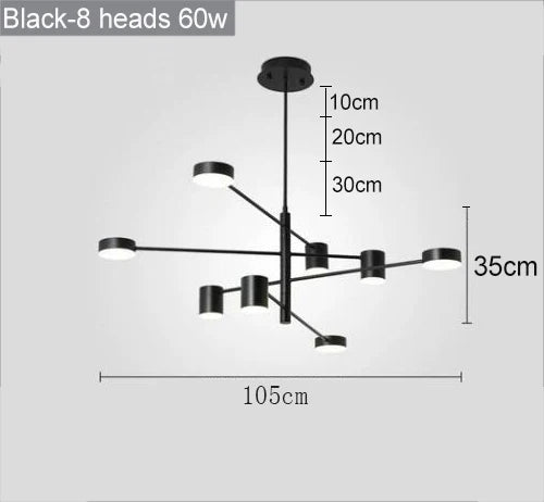 Swivel LED Chandelier – Sleek Black Pendant Light for Home