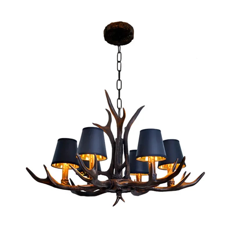 Retro Style Antler Resin Chandelier - Sweeping Gold Spray Paint Finish for Living and Dining Room Home Decor Lighting