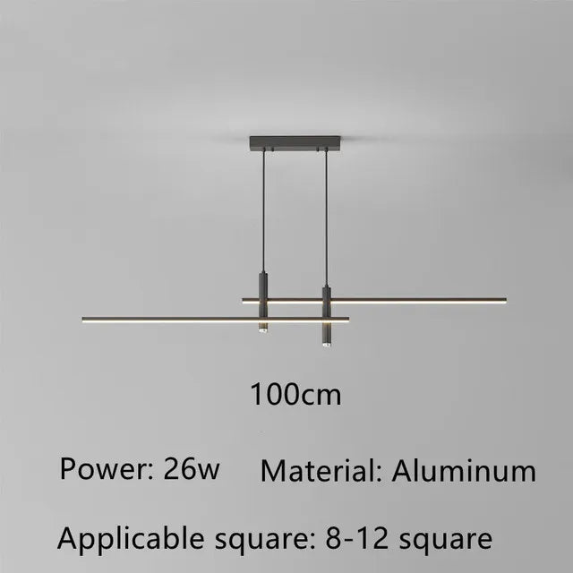 Black & Gold LED Chandelier – Minimalist Kitchen & Dining Lighting
