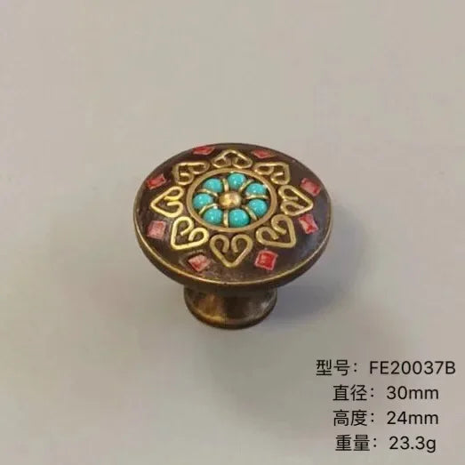 Ethnic Style Brass Art Handles – Vintage Cabinet and Drawer Pulls with Nepalese Craftsmanship