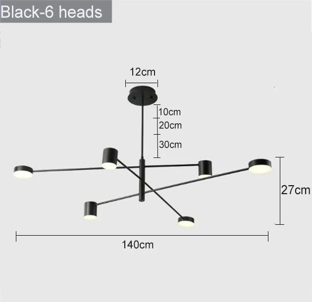 Swivel LED Chandelier – Sleek Black Pendant Light for Home