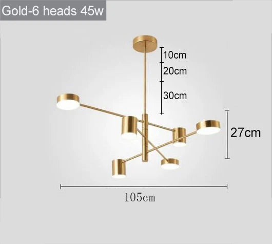 Swivel LED Chandelier – Sleek Black Pendant Light for Home