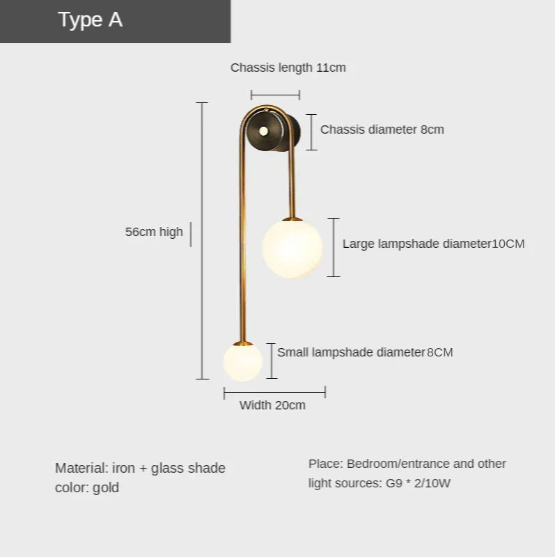 Elegant Modern Wall Lamp – Glass Ball LED Gold Sconce