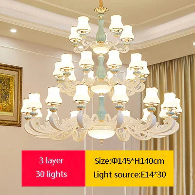 Elegant European-Style Duplex Building Chandelier - Ideal for Villa Living Rooms, Grand Halls, and Stairwells