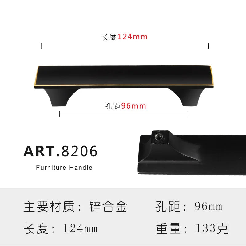 Zinc Alloy Solid Cabinet Door Handles – Modern Minimalist Knobs for Wardrobe and Kitchen Furniture