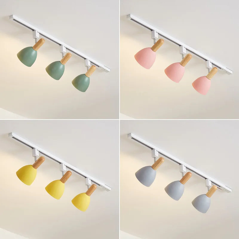 15W Modern Nordic Wooden LED Track Light - Ceiling Spotlight