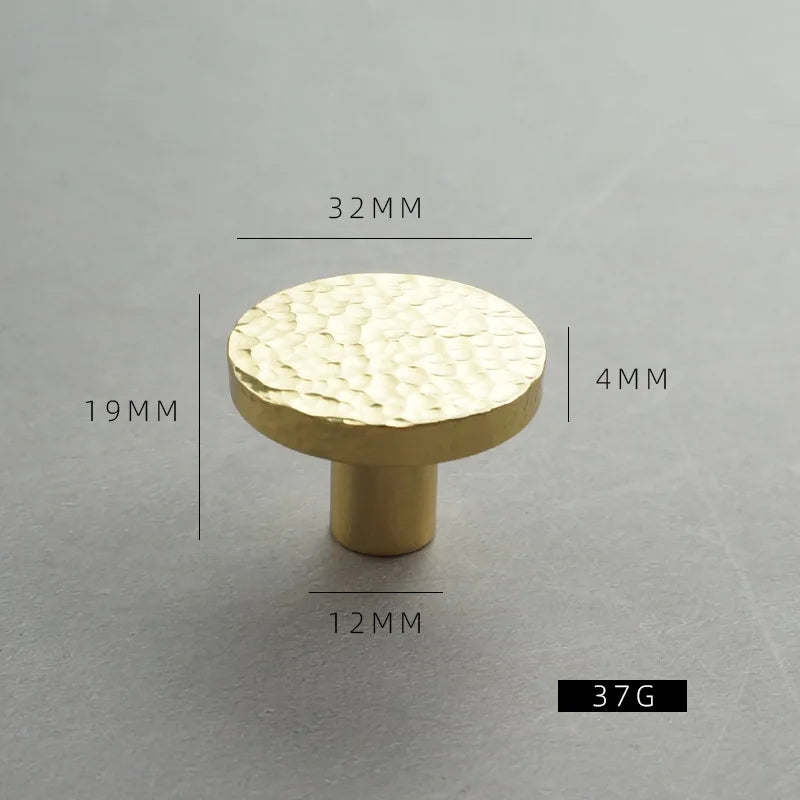 Nordic Handmade Brass Hammered Cabinet Handles – High-End Pulls for Drawers, Wardrobes, and Kitchen Furniture