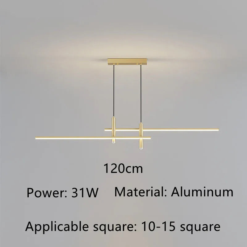 Black & Gold LED Chandelier – Minimalist Kitchen & Dining Lighting