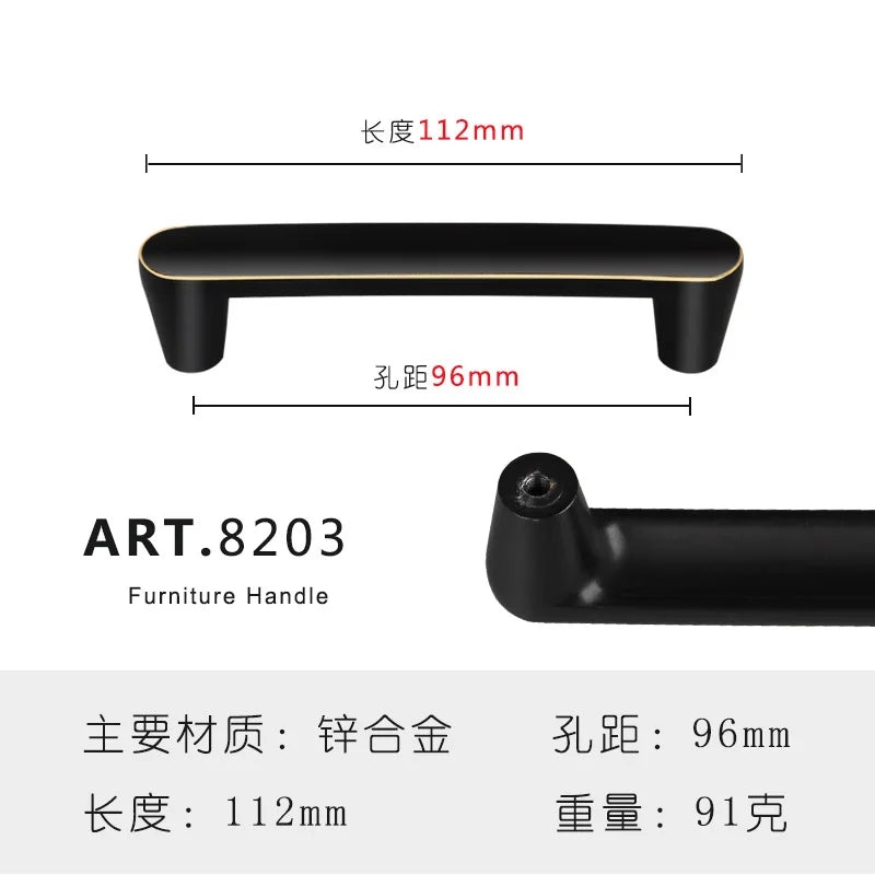 Zinc Alloy Solid Cabinet Door Handles – Modern Minimalist Knobs for Wardrobe and Kitchen Furniture