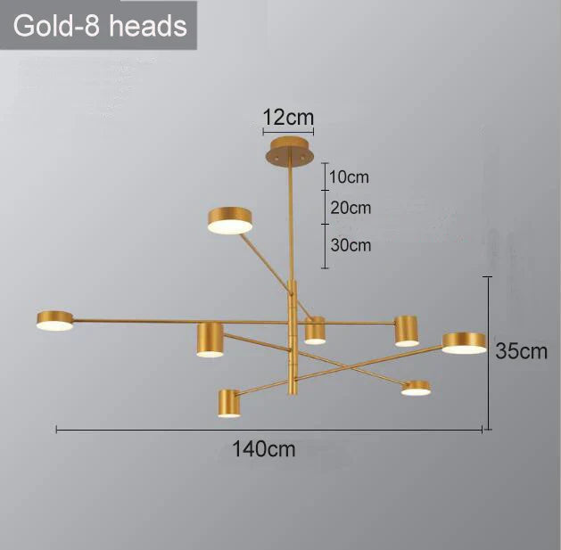 Swivel LED Chandelier – Sleek Black Pendant Light for Home