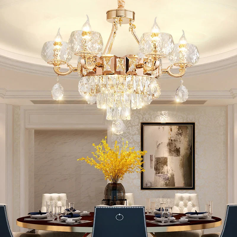 Grand European Style Crystal Pendant Lamp - High-Grade Luxury for Living Rooms, Dining Areas, and Bedrooms