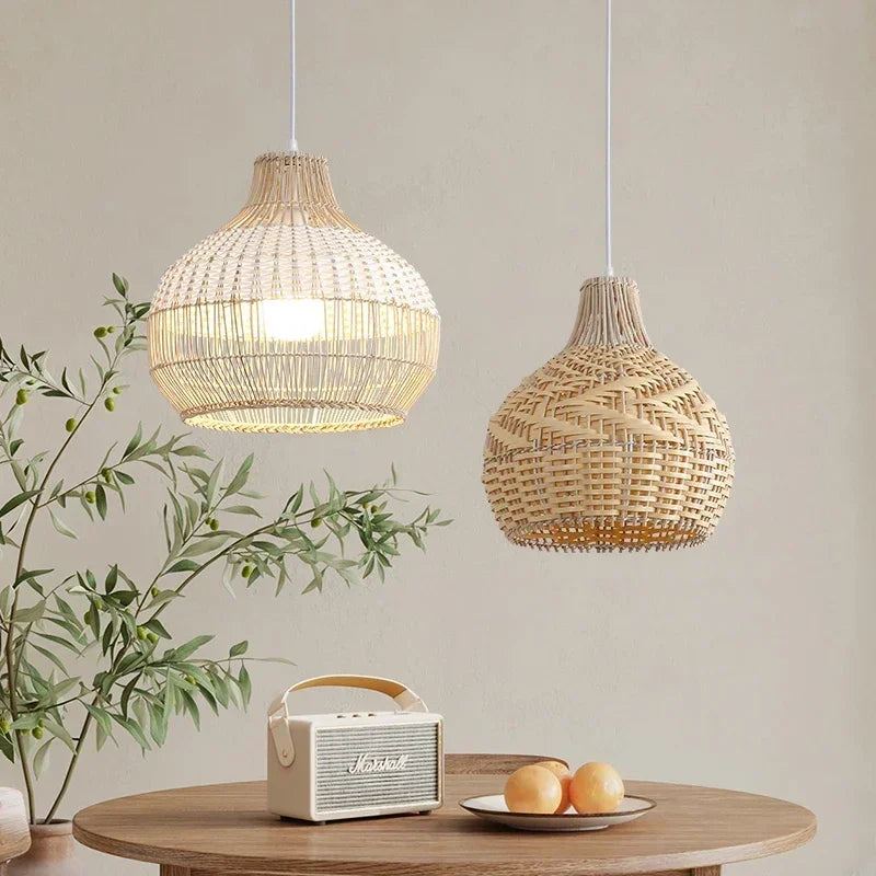 Nordic Gyro Rattan Pendant Light – Handmade Kitchen & Dining Decor