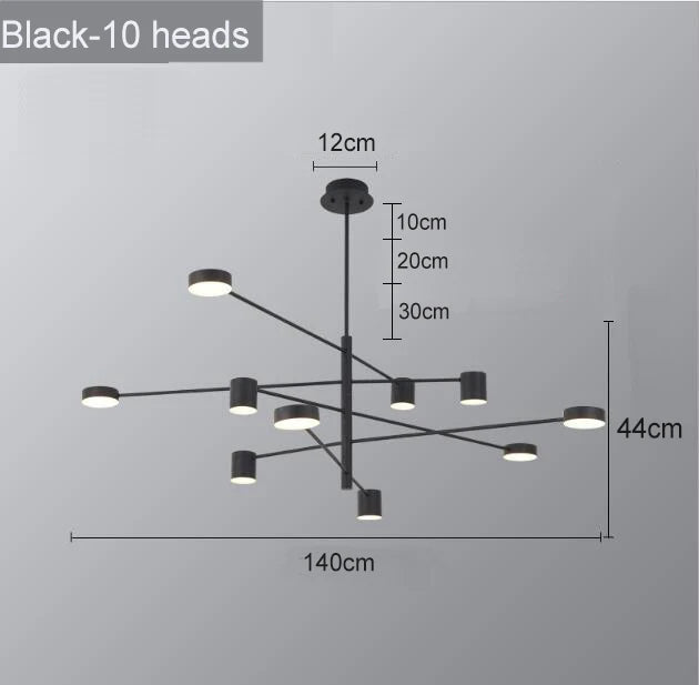 Swivel LED Chandelier – Sleek Black Pendant Light for Home