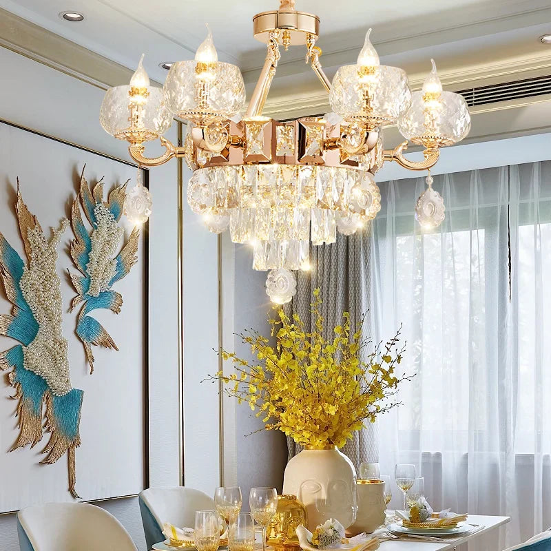 Grand European Style Crystal Pendant Lamp - High-Grade Luxury for Living Rooms, Dining Areas, and Bedrooms