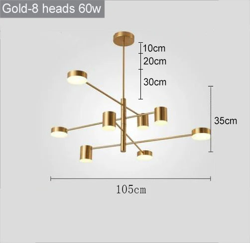 Swivel LED Chandelier – Sleek Black Pendant Light for Home