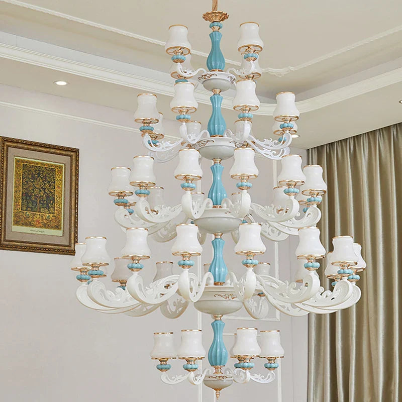 Elegant European-Style Duplex Building Chandelier - Ideal for Villa Living Rooms, Grand Halls, and Stairwells