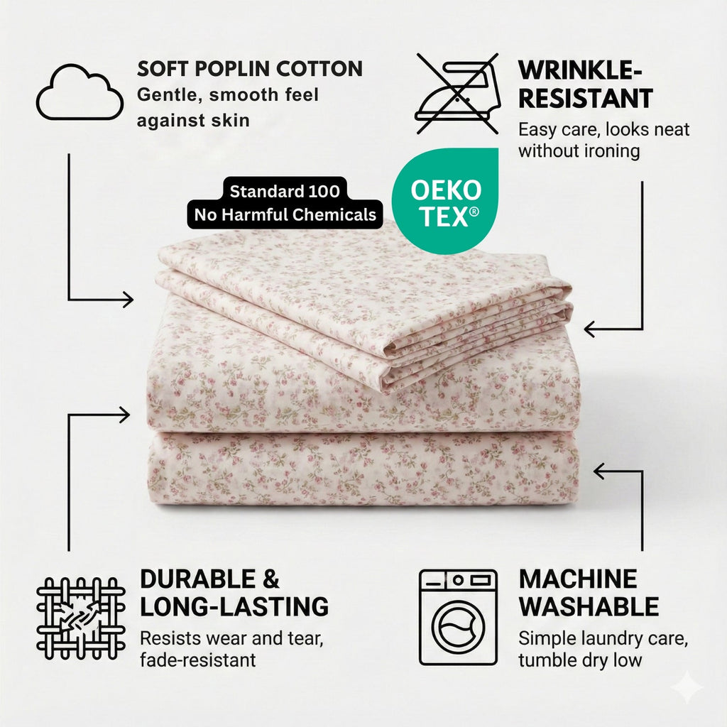 Romantic Coquette Cotton Sheet Set – Floral Deep Pocket Bedding