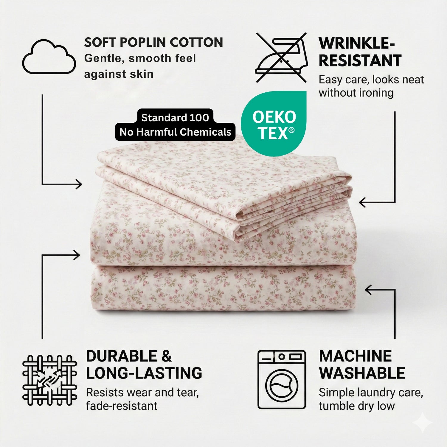 Romantic Coquette Cotton Sheet Set – Floral Deep Pocket Bedding