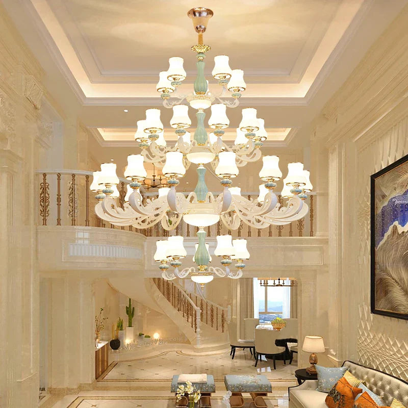 Elegant European-Style Duplex Building Chandelier - Ideal for Villa Living Rooms, Grand Halls, and Stairwells