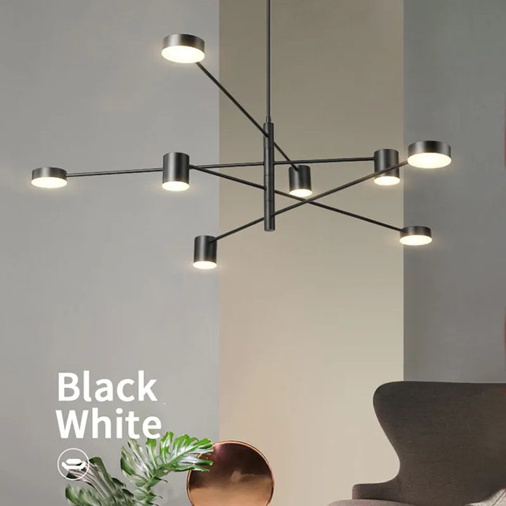 Swivel LED Chandelier – Sleek Black Pendant Light for Home