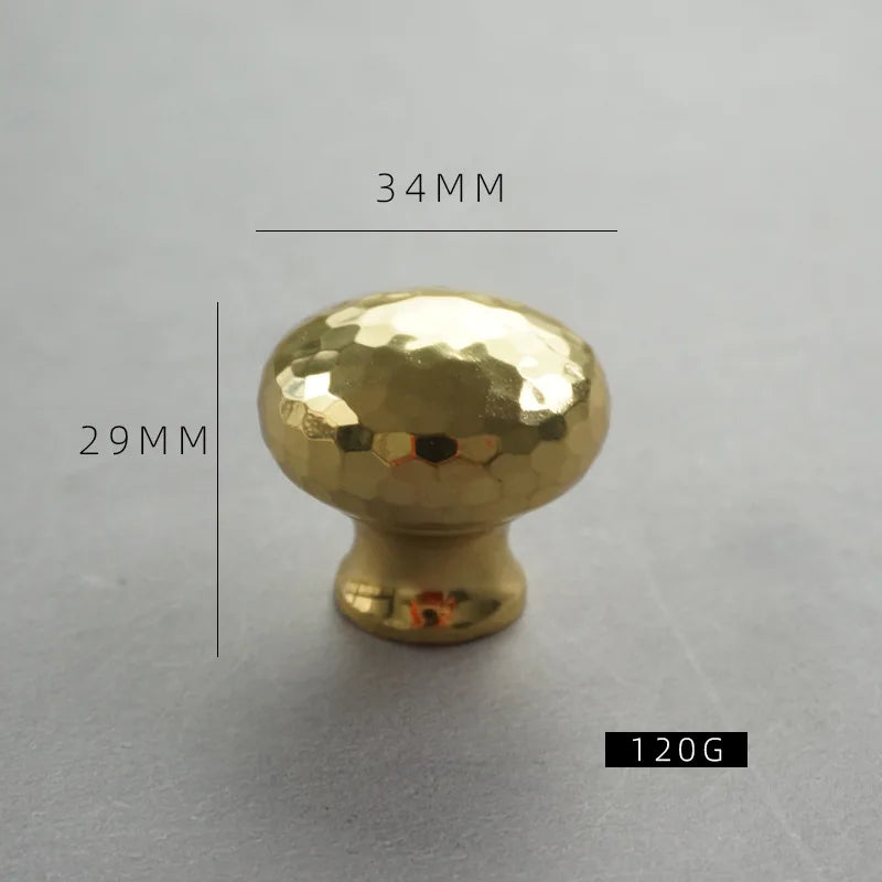 Nordic Handmade Brass Hammered Cabinet Handles – High-End Pulls for Drawers, Wardrobes, and Kitchen Furniture