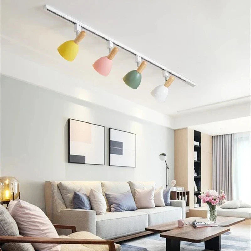 15W Modern Nordic Wooden LED Track Light - Ceiling Spotlight