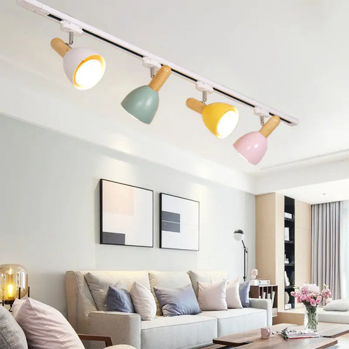 15W Modern Nordic Wooden LED Track Light - Ceiling Spotlight