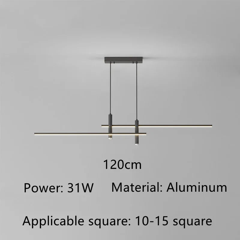 Black & Gold LED Chandelier – Minimalist Kitchen & Dining Lighting