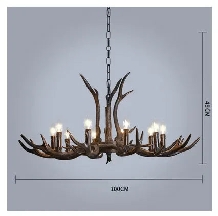 Retro Style Antler Resin Chandelier - Sweeping Gold Spray Paint Finish for Living and Dining Room Home Decor Lighting