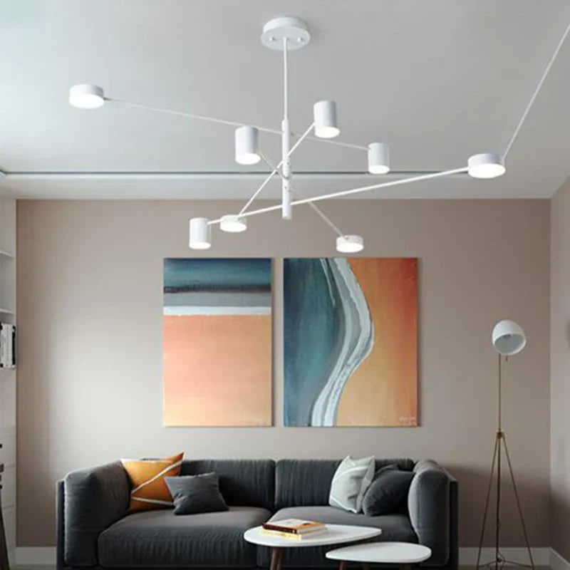 Swivel LED Chandelier – Sleek Black Pendant Light for Home