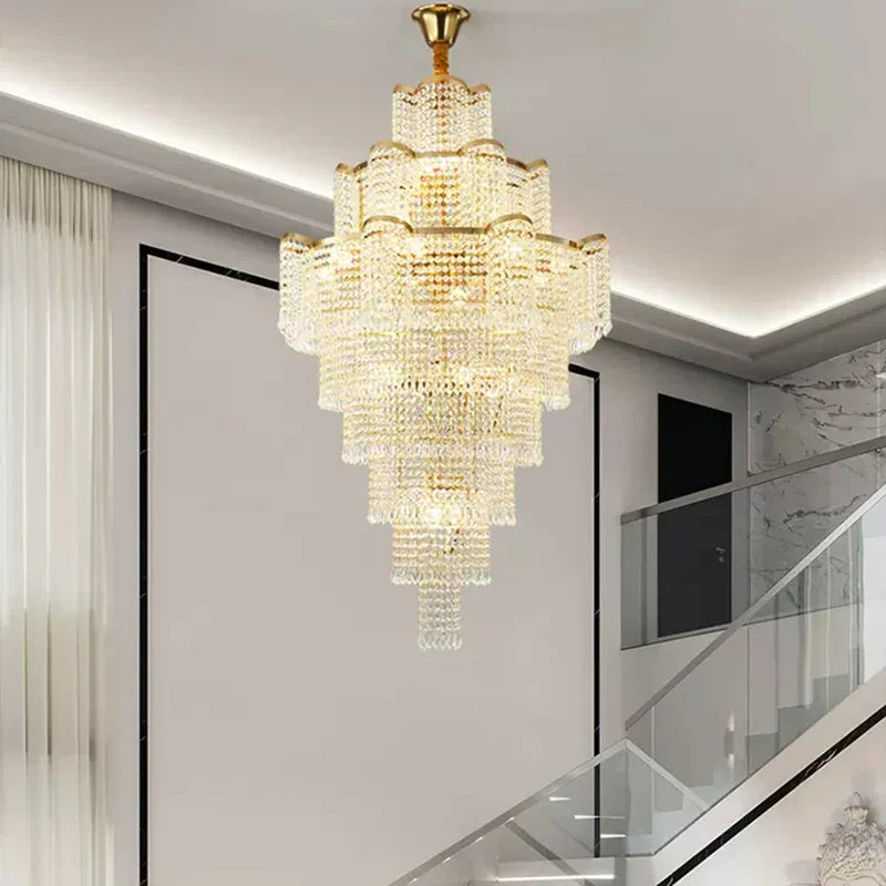 Modern Luxury Long Chandelier - Opulent Illumination for Staircases, Villa Lobbies, High Ceilings, and Grand Spaces