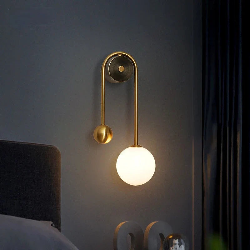 Elegant Modern Wall Lamp – Glass Ball LED Gold Sconce