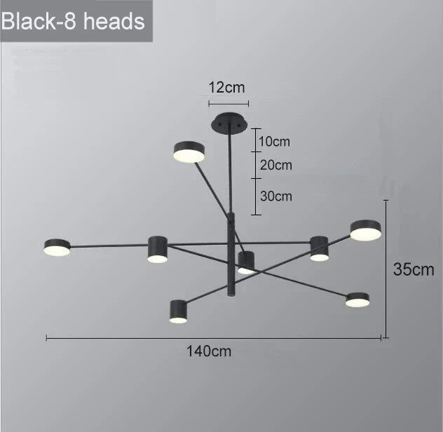 Swivel LED Chandelier – Sleek Black Pendant Light for Home