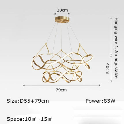 Modern LED Round Pendant Lamplight - Modern Large Chandelier in Gold