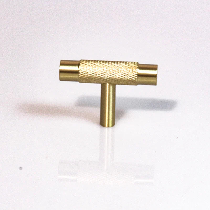 Knurled Brass T-Bar Handles – Modern Cabinet Knobs and Kitchen Cupboard Pulls