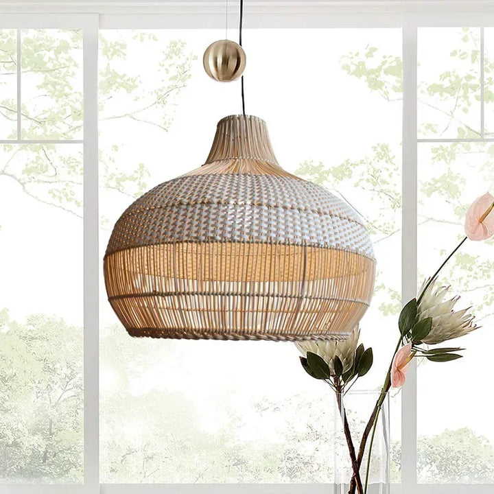 Nordic Gyro Rattan Pendant Light – Handmade Kitchen & Dining Decor