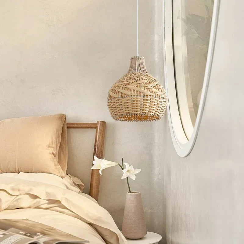 Nordic Gyro Rattan Pendant Light – Handmade Kitchen & Dining Decor