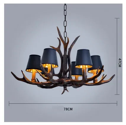 Retro Style Antler Resin Chandelier - Sweeping Gold Spray Paint Finish for Living and Dining Room Home Decor Lighting