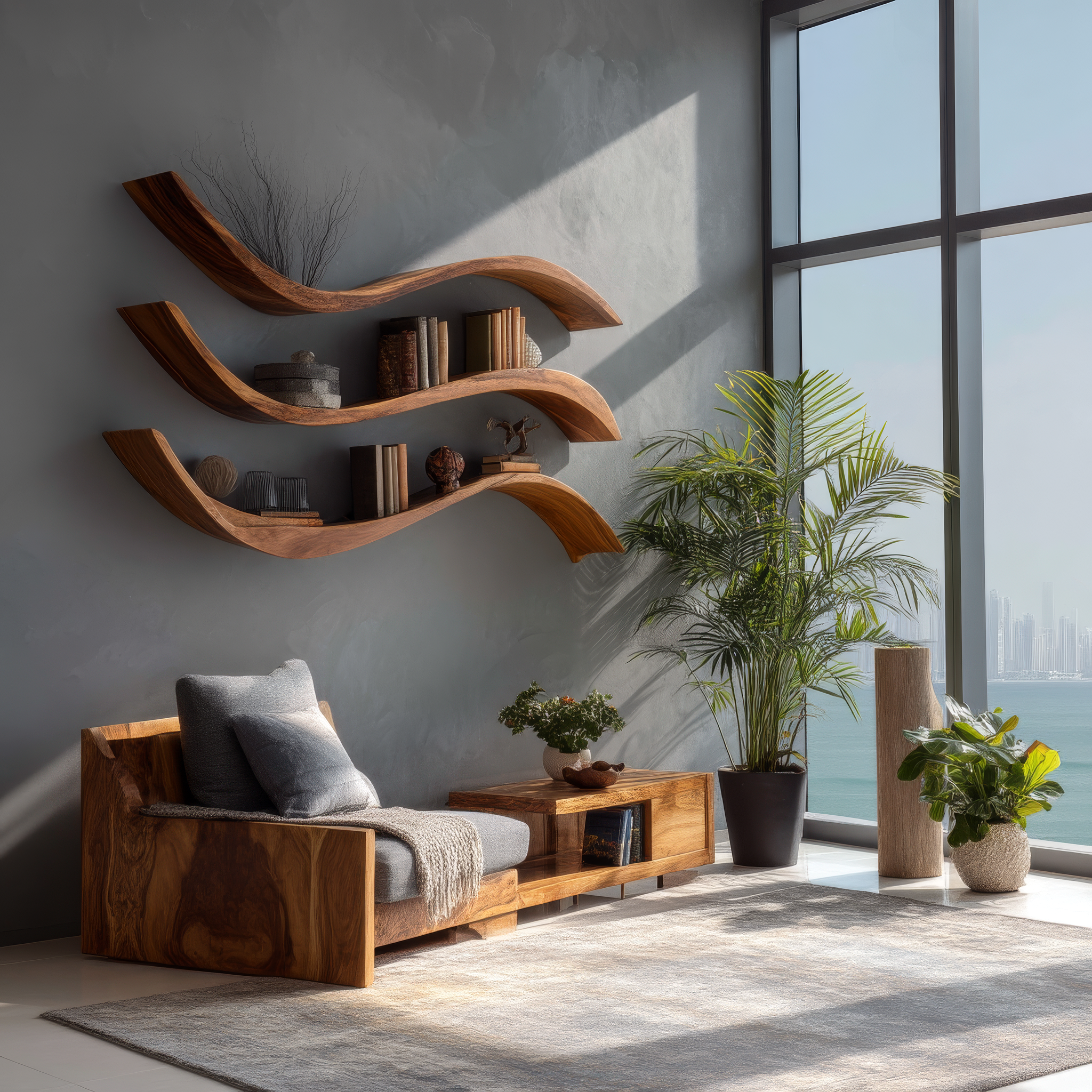 Seranova Sculpted Solid Wood Floating Shelf SPA204503