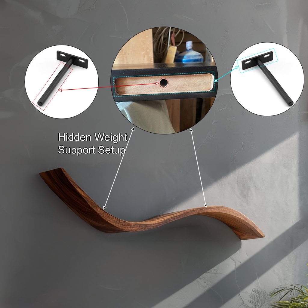 Seranova Sculpted Solid Wood Floating Shelf SPA204503